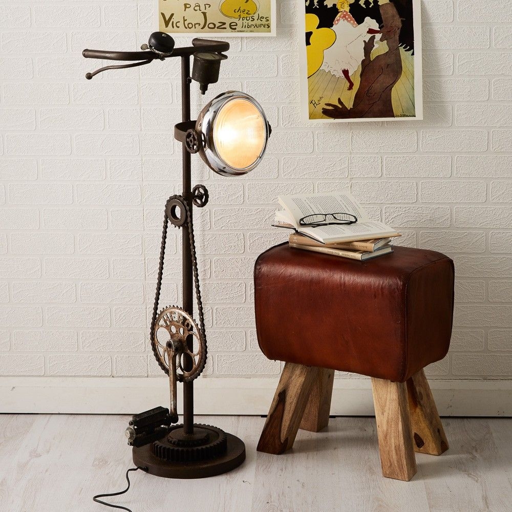 Product photograph of Iron Black Metal Cycle Floor Lamp from Choice Furniture Superstore.