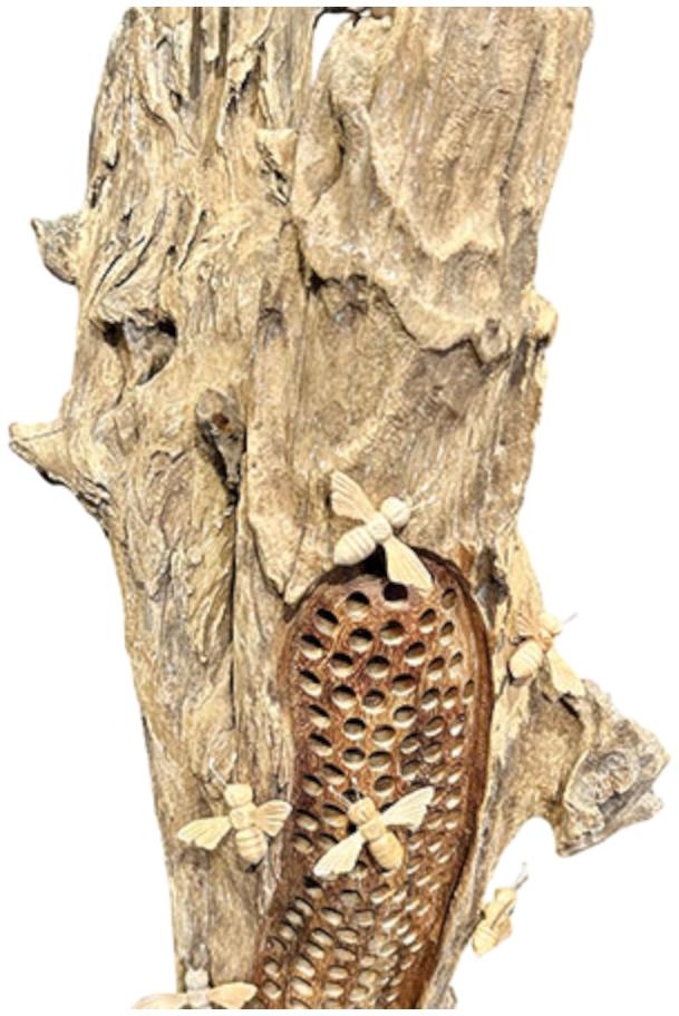 Beehive Teak Root 20 Bees Sculpture Choice Furniture Superstore UK