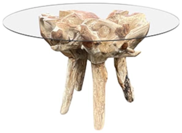 Product photograph of Root Round Dining Table Small With 120cm Round Glass from Choice Furniture Superstore.