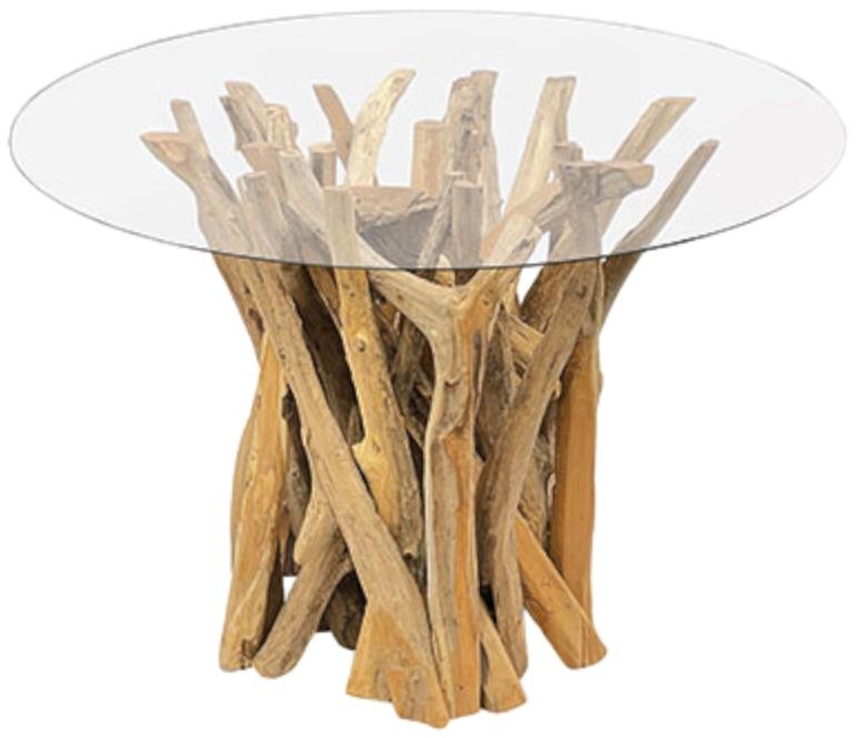 Product photograph of Root Driftwood Round Dining Table With 120cm Round Glass from Choice Furniture Superstore.