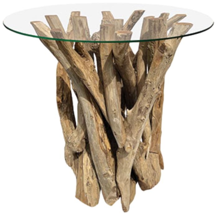 Product photograph of Root Driftwood Side Table With 60cm Glass from Choice Furniture Superstore.