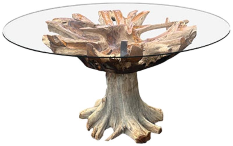 Product photograph of Lombok 150cm Round Dining Table With Glass - 2 Seater from Choice Furniture Superstore.