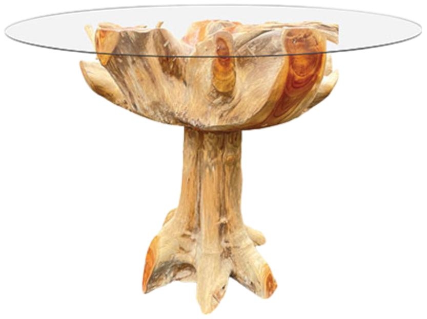 Product photograph of Lombok Round Dining Table With Glass 120cm from Choice Furniture Superstore.