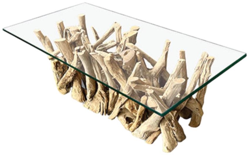 Product photograph of Driftwood Rectangle Coffee Table With 120 X 60cm Glass from Choice Furniture Superstore.