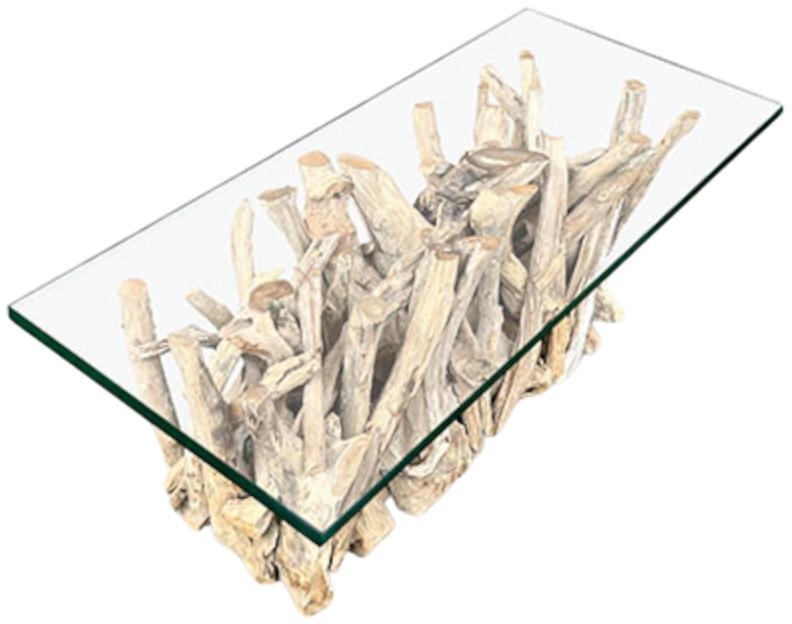 Product photograph of Driftwood Rectangle Coffee Table With 120 X 60cm Glass from Choice Furniture Superstore.