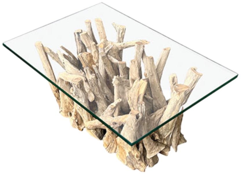 Product photograph of Driftwood Rectangle Coffee Table With 100x70cm Glass from Choice Furniture Superstore.