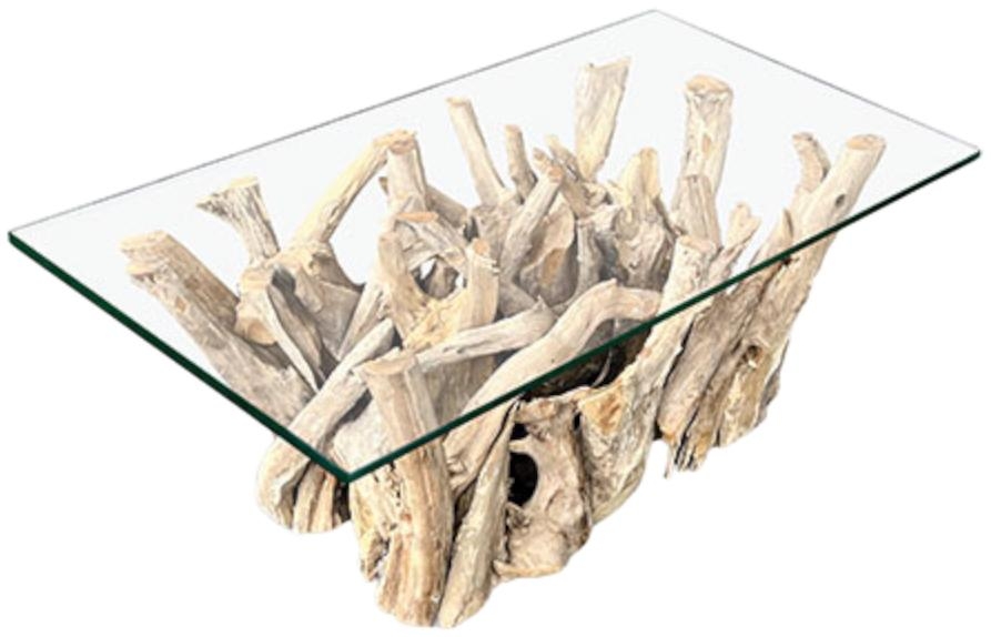 Product photograph of Driftwood Rectangle Coffee Table With 100x70cm Glass from Choice Furniture Superstore.