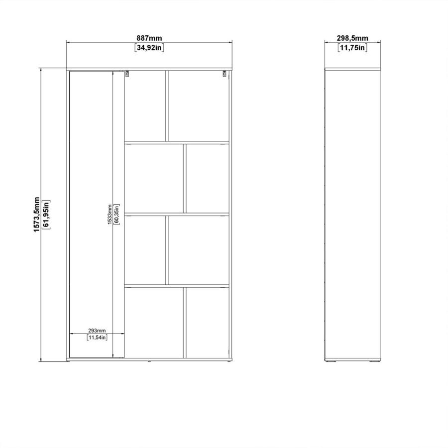 Product photograph of Furniture To Go Maze 1 Door Bookcase In Jackson Hickory And White High Gloss from Choice Furniture Superstore.