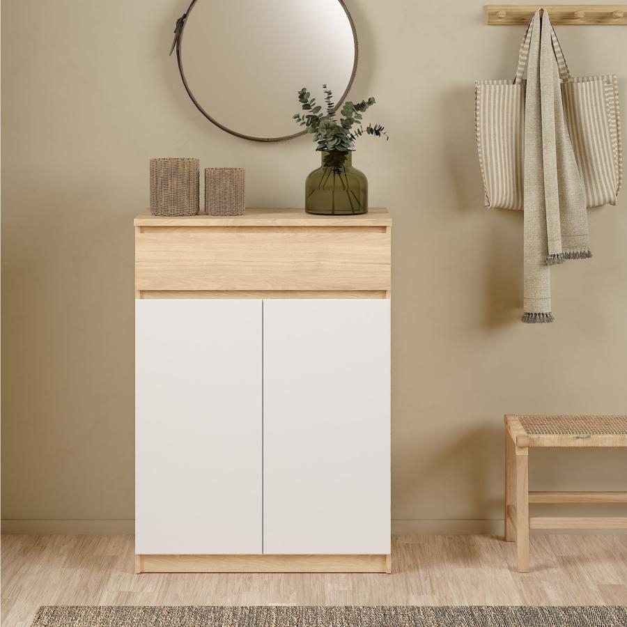 Product photograph of Naia 2 Door 1 Drawer Shoe Cabinet from Choice Furniture Superstore.