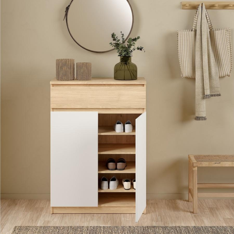 Product photograph of Naia 2 Door 1 Drawer Shoe Cabinet from Choice Furniture Superstore.