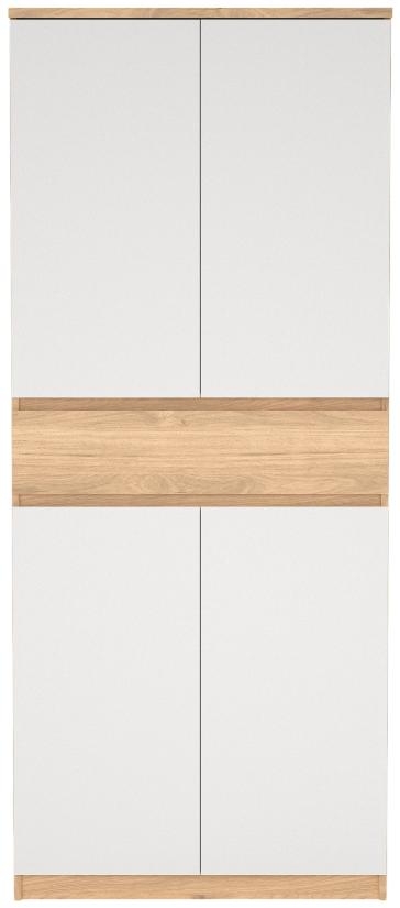 Product photograph of Naia Oak And White Large Shoe Cupboard from Choice Furniture Superstore.
