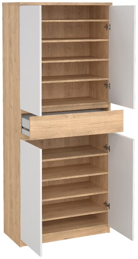 Product photograph of Naia Oak And White Large Shoe Cupboard from Choice Furniture Superstore.