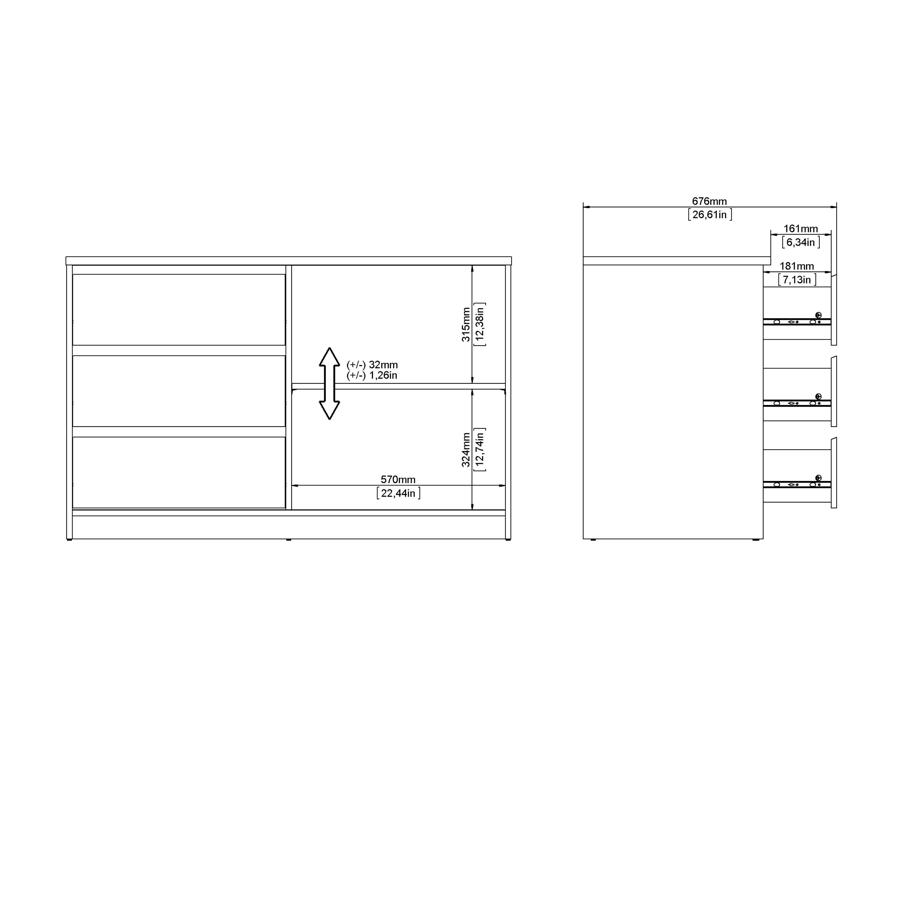 Product photograph of Naia 1 Sliding Door 3 Drawer Storage Unit from Choice Furniture Superstore.