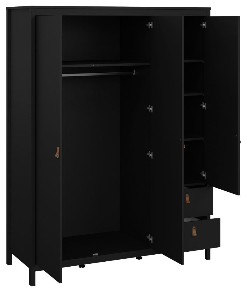 Product photograph of Barcelona Black 3 Door Combi Wardrobe from Choice Furniture Superstore.