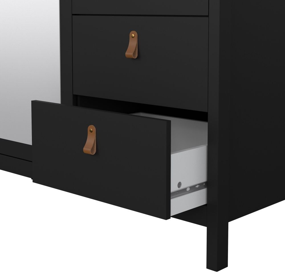 Product photograph of Barcelona Black 3 Door Combi Wardrobe from Choice Furniture Superstore.