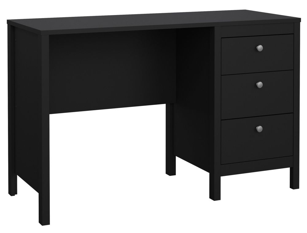 Product photograph of Madrid Black 3 Drawer Desk from Choice Furniture Superstore.