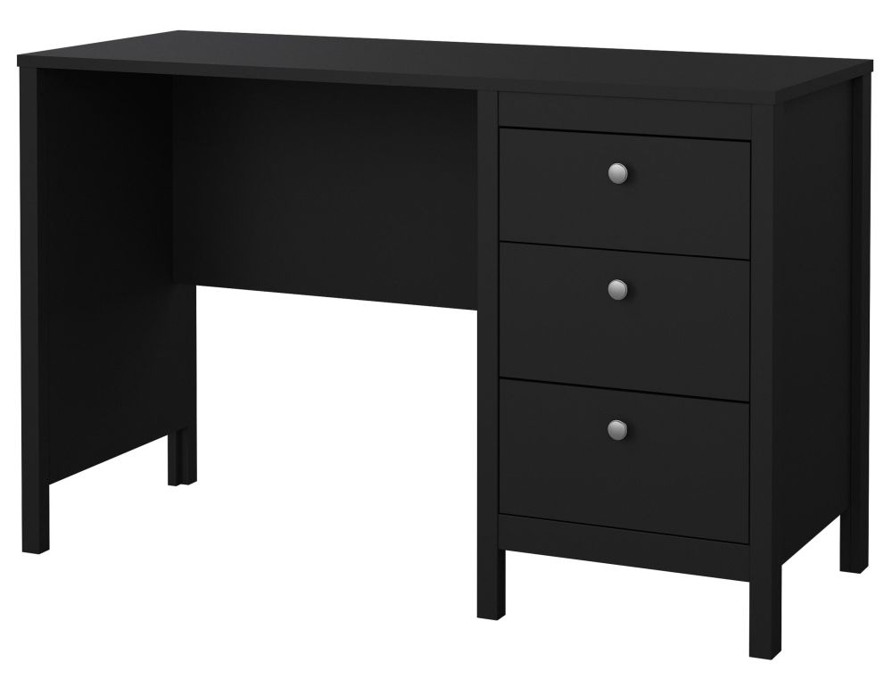 Product photograph of Madrid Black 3 Drawer Desk from Choice Furniture Superstore.