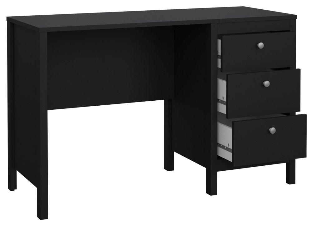 Product photograph of Madrid Black 3 Drawer Desk from Choice Furniture Superstore.