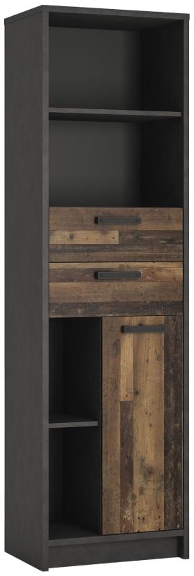 Product photograph of Brooklyn Walnut And Dark Matera Grey Bookcase from Choice Furniture Superstore.