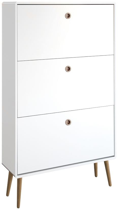 Product photograph of Softline White 3 Flip Down Door Shoe Cabinet from Choice Furniture Superstore.