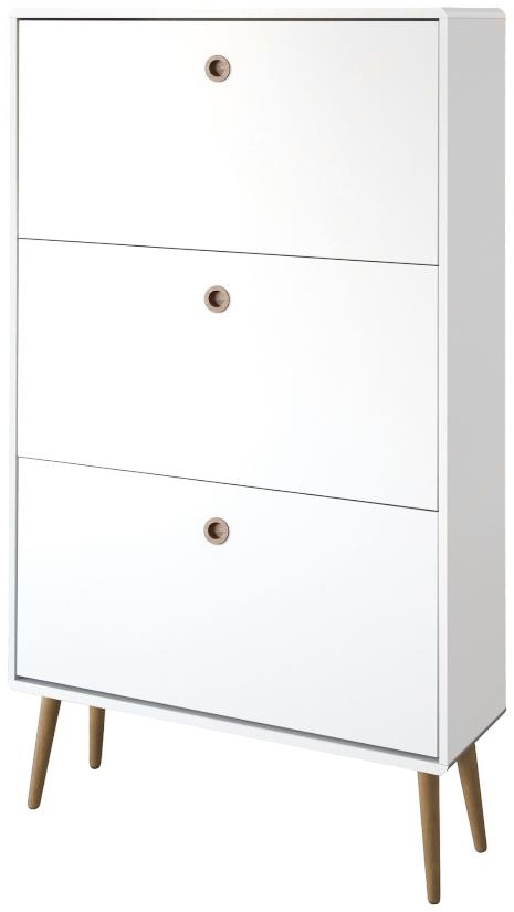 Product photograph of Softline White 3 Flip Down Door Shoe Cabinet from Choice Furniture Superstore.