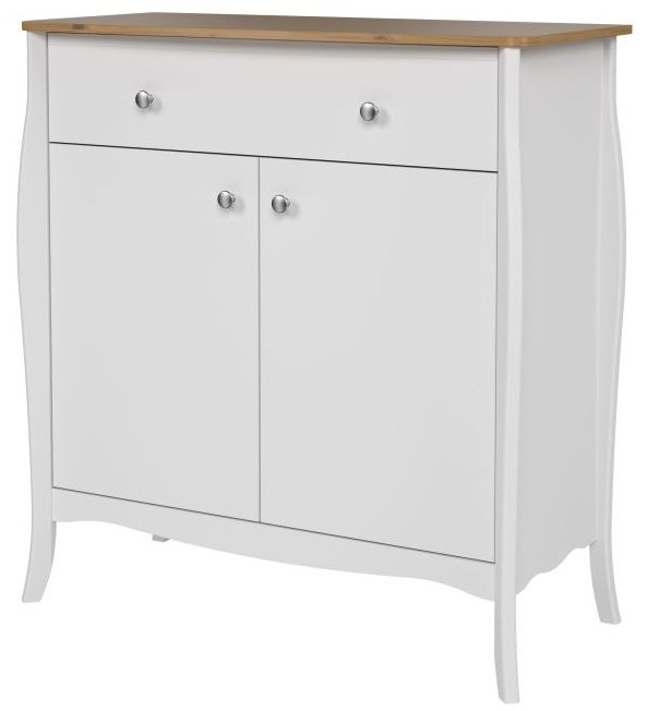 Product photograph of Baroque White 2 Doors 1 Drawer Sideboard from Choice Furniture Superstore.