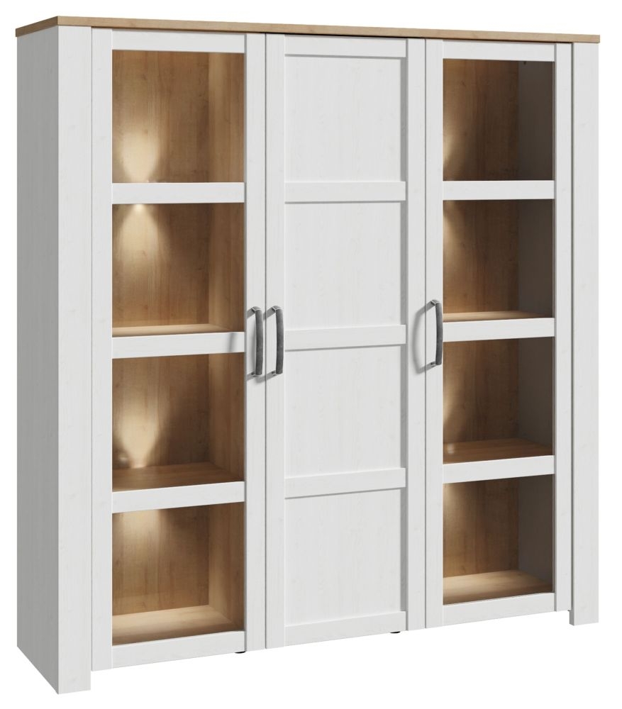 Product photograph of Bohol White 3 Door Large Display Cabinet from Choice Furniture Superstore.