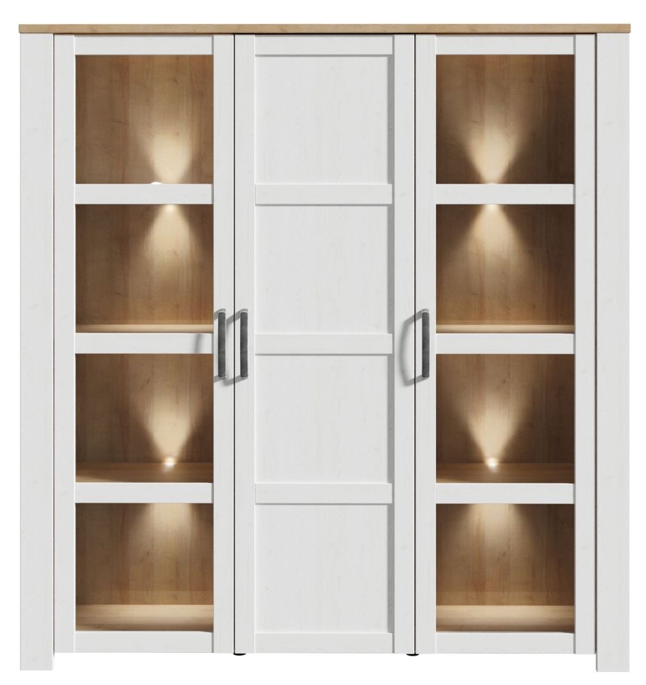 Product photograph of Bohol White 3 Door Large Display Cabinet from Choice Furniture Superstore.