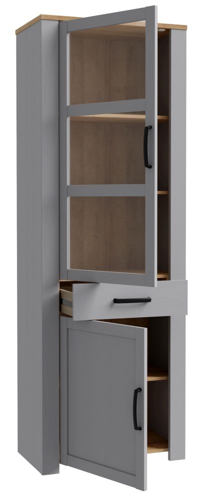 Product photograph of Bohol 2 Door 1 Drawer Narrow Display Cabinet from Choice Furniture Superstore.