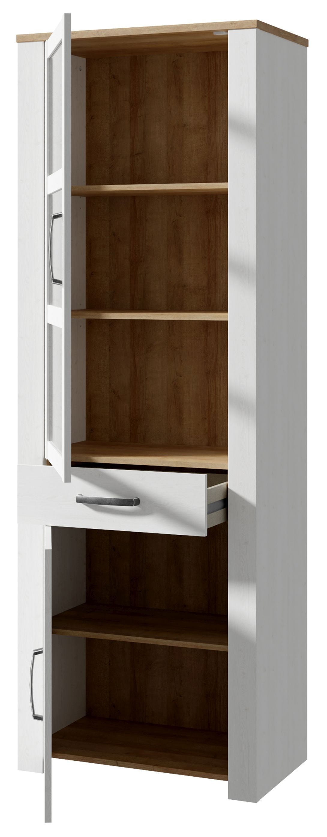 Product photograph of Bohol 2 Door 1 Drawer Narrow Display Cabinet from Choice Furniture Superstore.