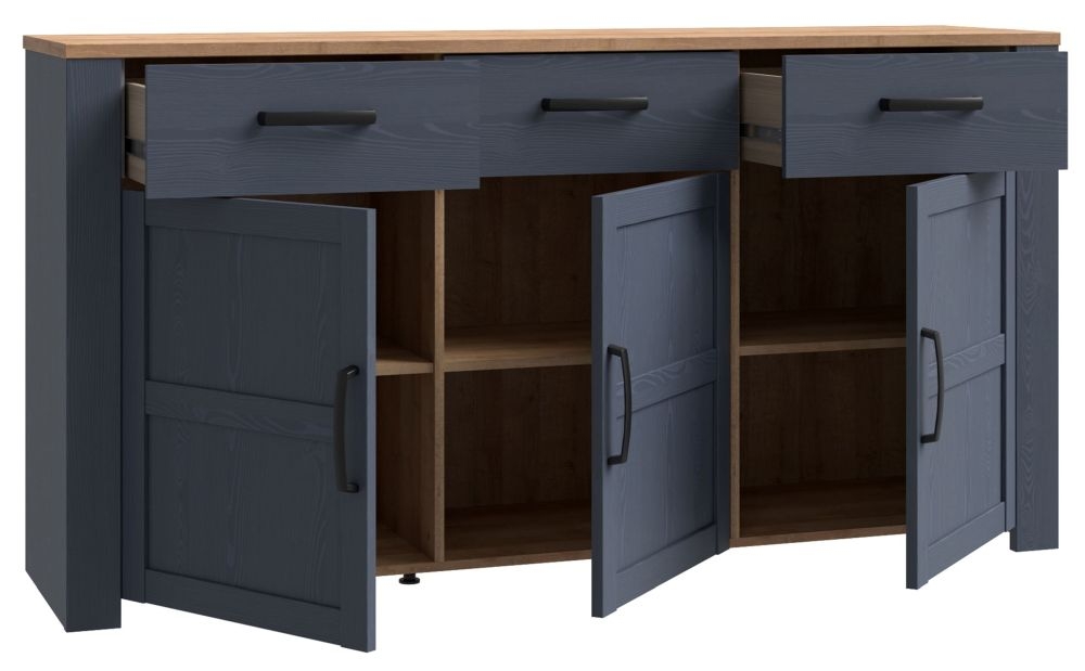 Product photograph of Bohol 3 Door 3 Drawer Sideboard from Choice Furniture Superstore.