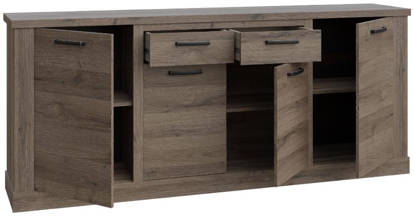 Product photograph of Corona Tabak Oak 4 Door 2 Drawer Sideboard from Choice Furniture Superstore.