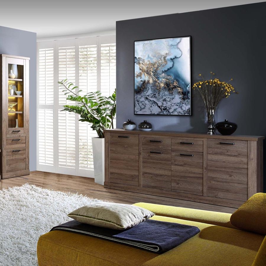 Product photograph of Corona Tabak Oak 4 Door 2 Drawer Sideboard from Choice Furniture Superstore.