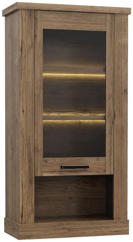 Product photograph of Corona Tabak Oak 1 Door Wall Display Cabinet from Choice Furniture Superstore.
