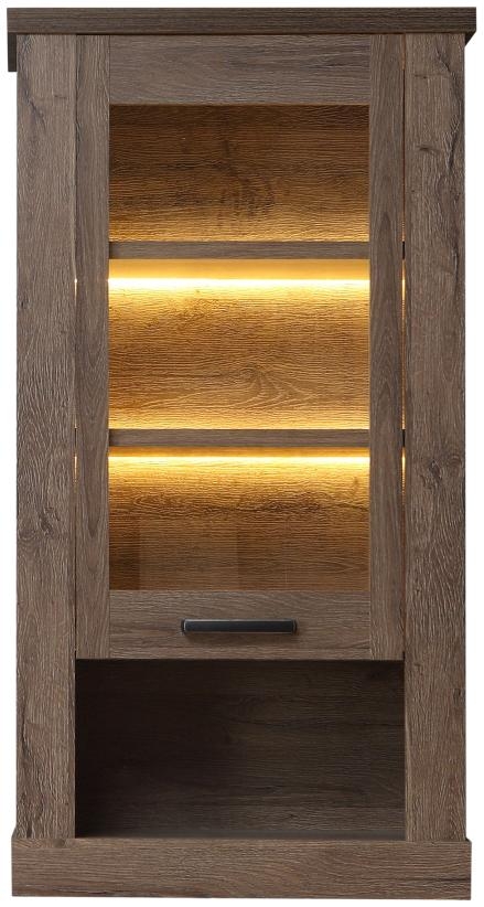 Product photograph of Corona Tabak Oak 1 Door Wall Display Cabinet from Choice Furniture Superstore.