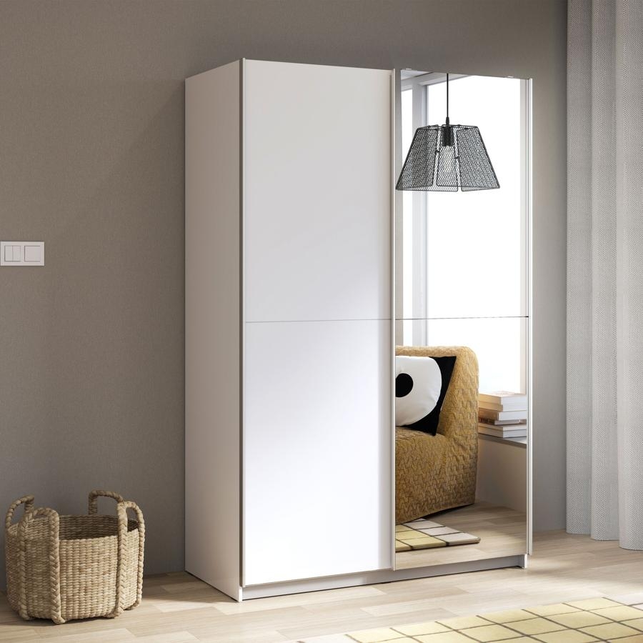 Product photograph of Babetta White 2 Door Mirrored Sliding Wardrobe from Choice Furniture Superstore.