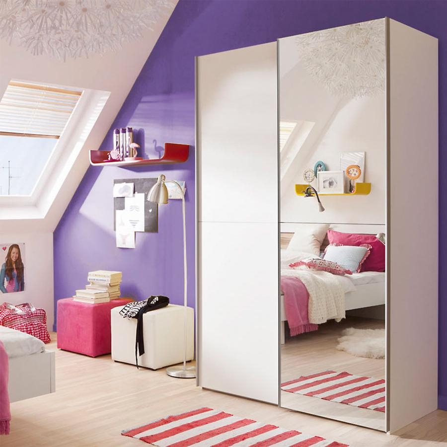 Product photograph of Babetta White 2 Door Mirrored Sliding Wardrobe from Choice Furniture Superstore.