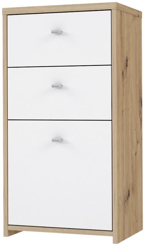 Product photograph of Best Oak And White 2 Drawer 1 Door Narrow Chest from Choice Furniture Superstore.