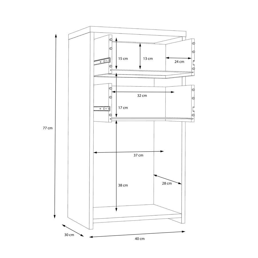 Product photograph of Best Oak And White 2 Drawer 1 Door Narrow Chest from Choice Furniture Superstore.