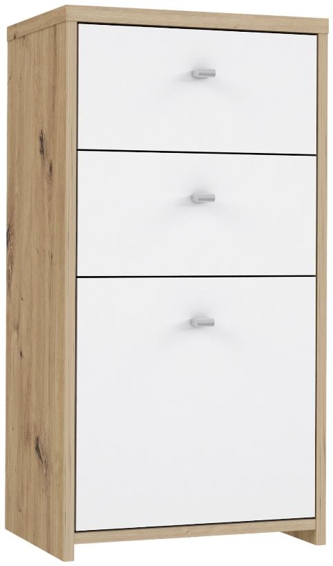 Product photograph of Best Oak And White 2 Drawer 1 Door Narrow Chest from Choice Furniture Superstore.