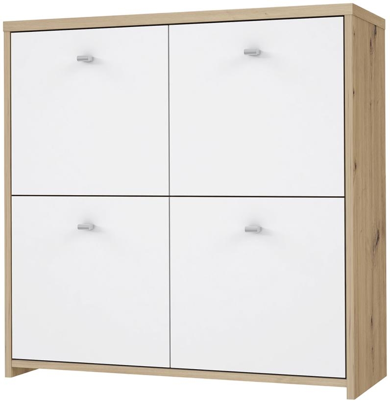 Product photograph of Best Oak And White 4 Door Storage Cabinet from Choice Furniture Superstore.