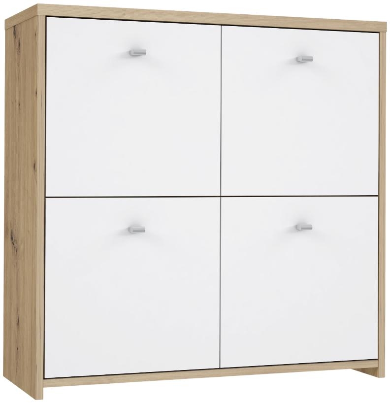 Product photograph of Best Oak And White 4 Door Storage Cabinet from Choice Furniture Superstore.