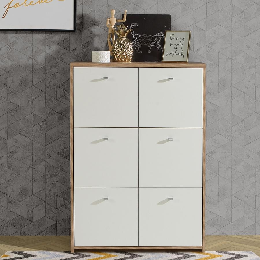Product photograph of Best Oak And White 6 Door Storage Cabinet from Choice Furniture Superstore.