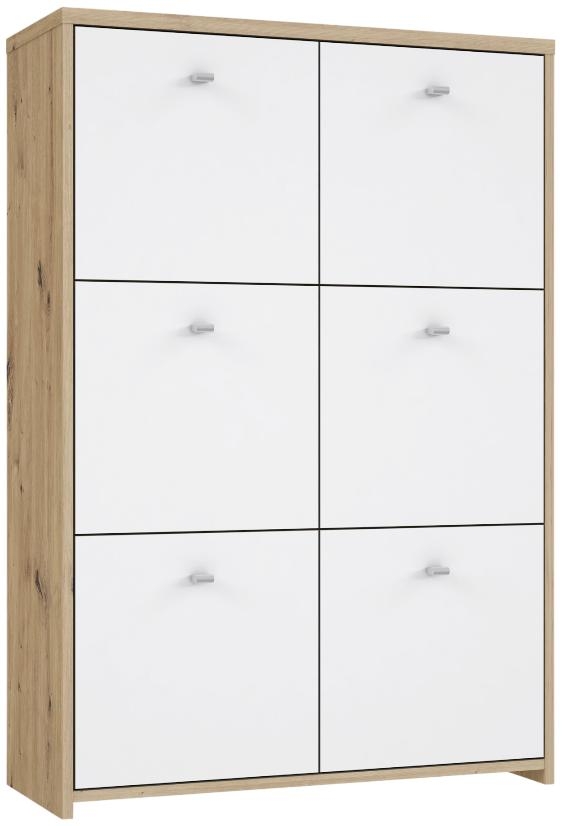 Product photograph of Best Oak And White 6 Door Storage Cabinet from Choice Furniture Superstore.