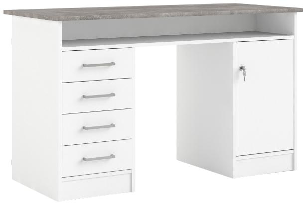 Product photograph of Function Plus White And Grey 1 Door 4 Drawer Desk from Choice Furniture Superstore.