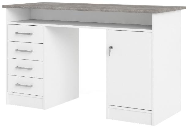 Product photograph of Function Plus White And Grey 1 Door 4 Drawer Desk from Choice Furniture Superstore.
