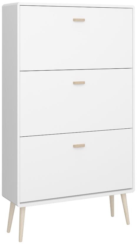 Product photograph of Mino Pure White 3 Flip Down Door Shoe Cabinet from Choice Furniture Superstore.