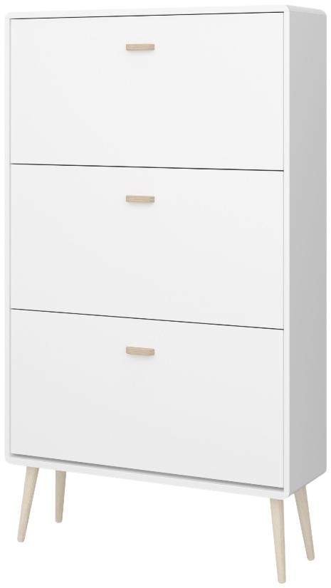 Product photograph of Mino Pure White 3 Flip Down Door Shoe Cabinet from Choice Furniture Superstore.