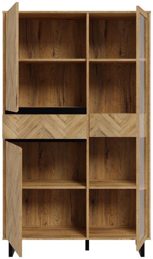 Product photograph of Chevron Oak Effect Display Cabinet from Choice Furniture Superstore.