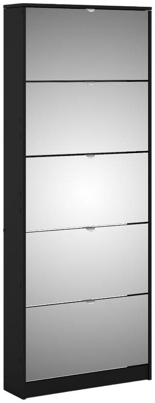 Product photograph of Shoes Black 5 Mirror Flip Down Door Shoe Cabinet from Choice Furniture Superstore.